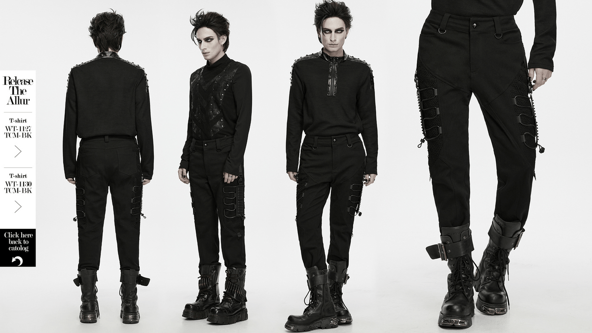 Men's Techwear Punk Trousers with Mesh Panels