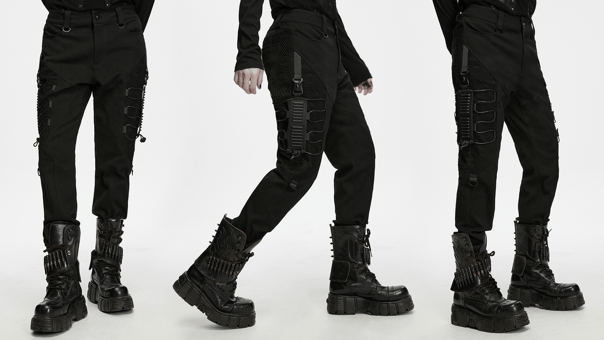 Men's Techwear Punk Trousers with Mesh Panels