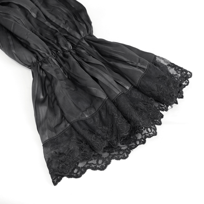 US SALE of Gothic Puff Sleeved Ruffled Shirt / Black Shirt with Buttons and Removable Сhains