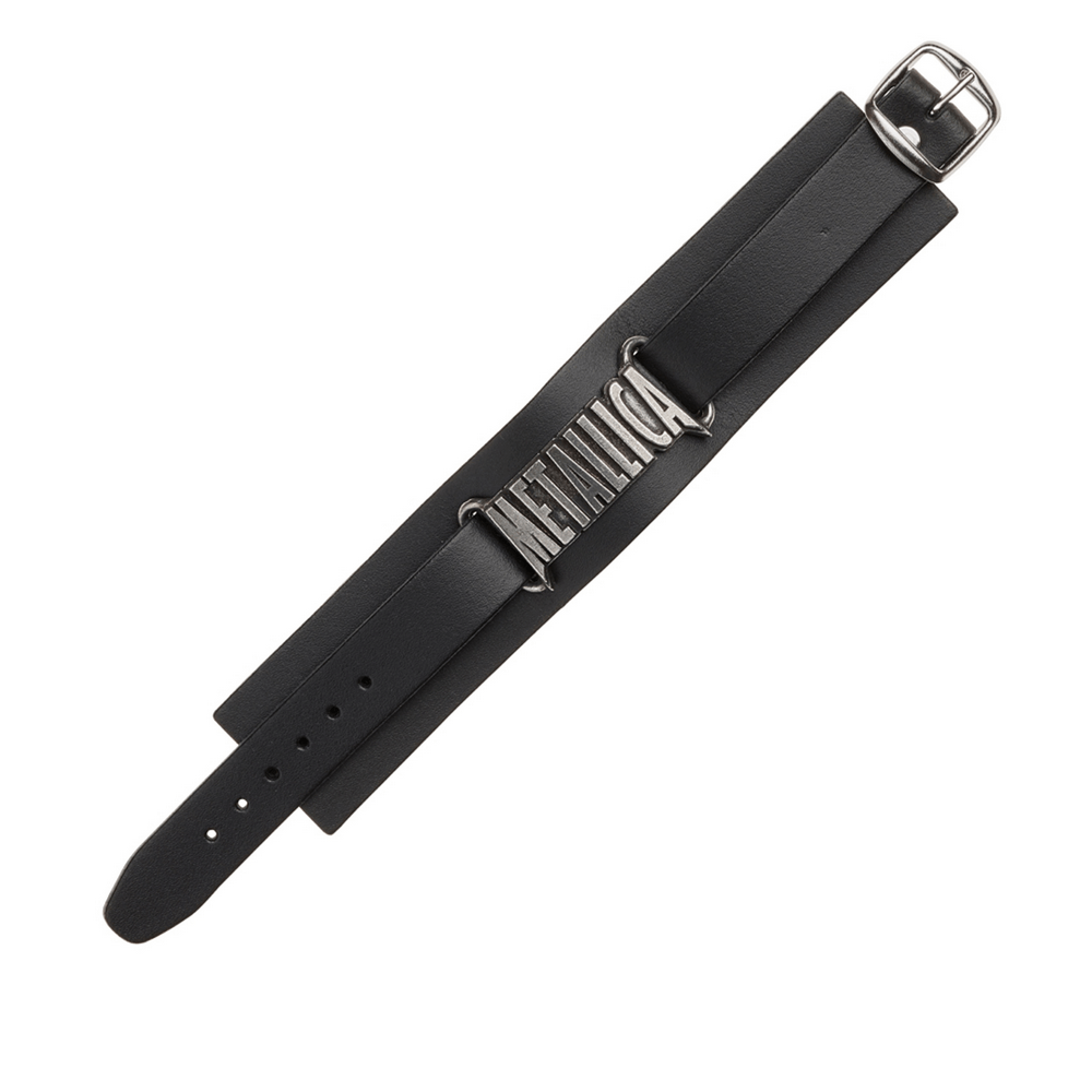 Metallica Logo Black Leather Wrist Strap Bracelet