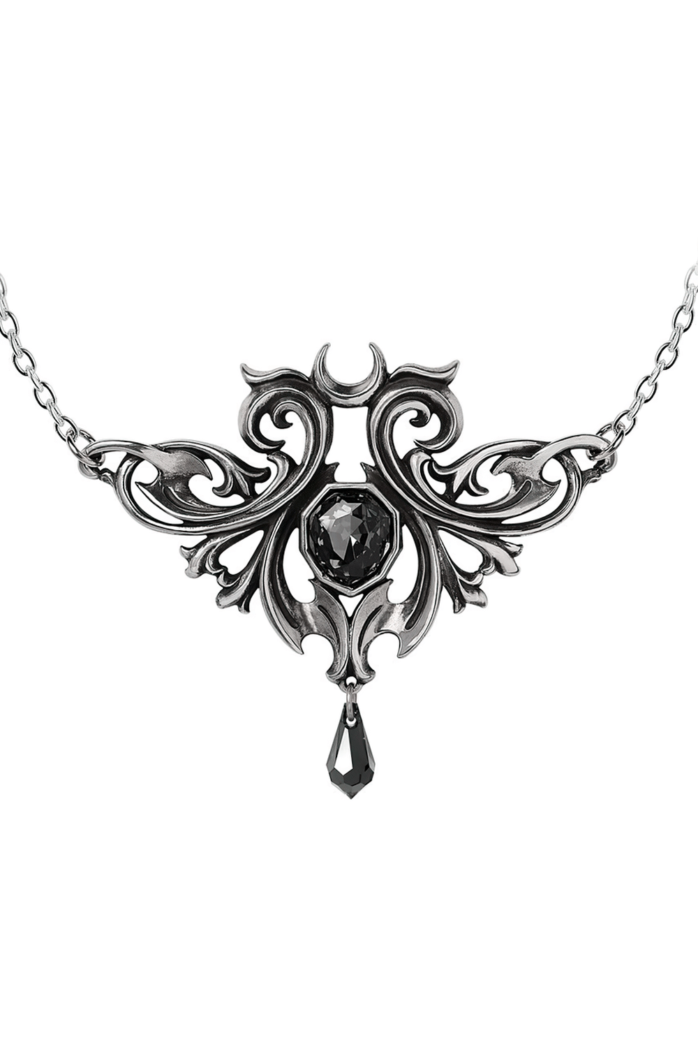 Midnight Memorial Baroque Pendant with Black Crystal Drop