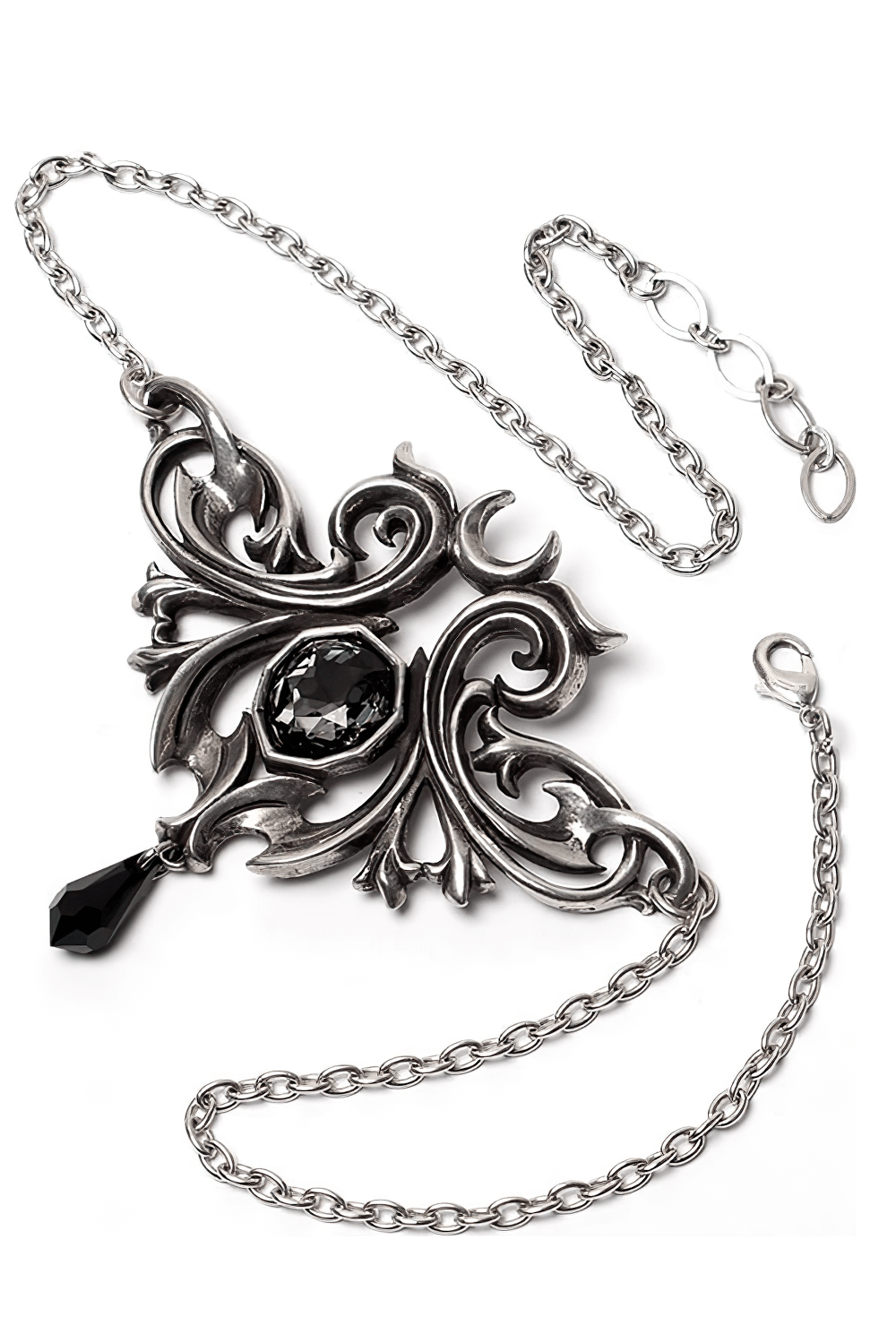 Midnight Memorial Baroque Pendant with Black Crystal Drop