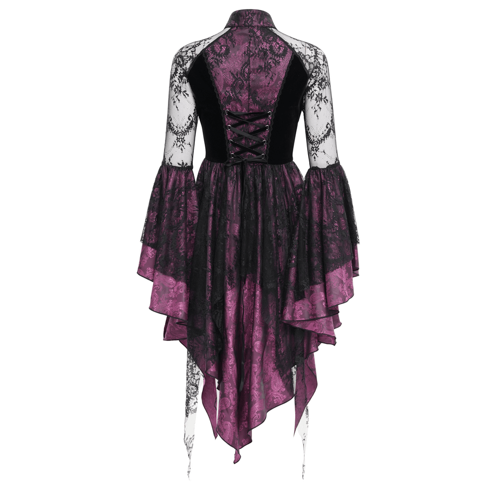 Mysterious Lace Cheongsam Dress with High Collar