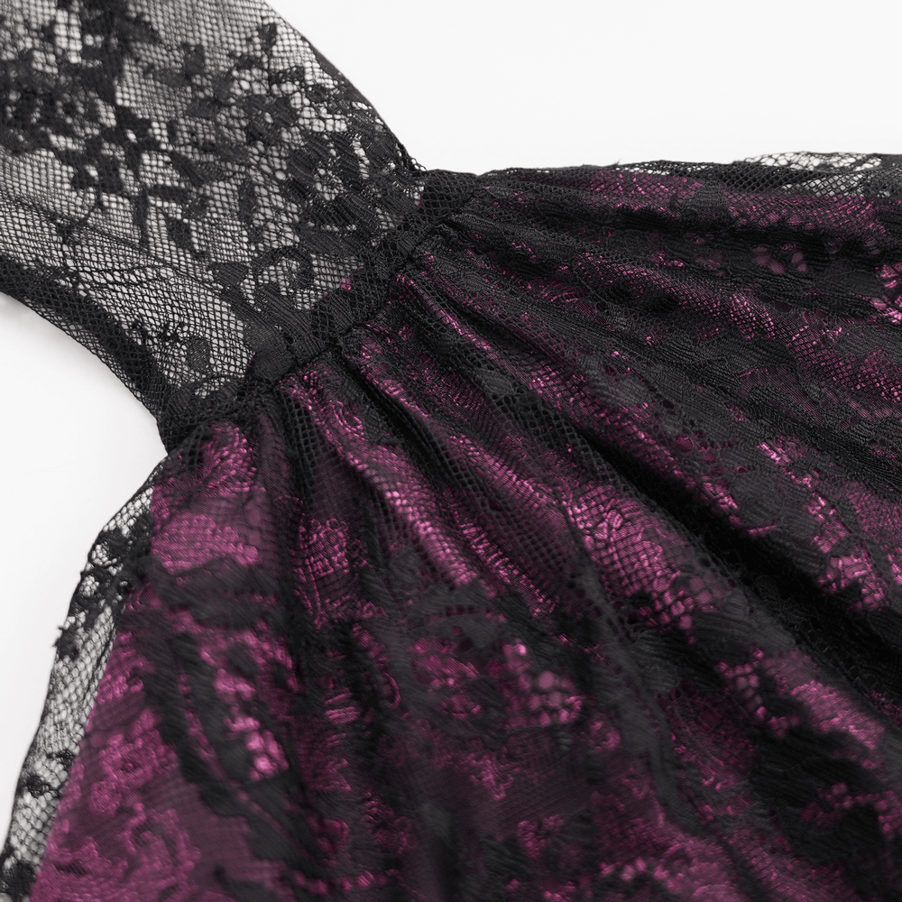 Mysterious Lace Cheongsam Dress with High Collar