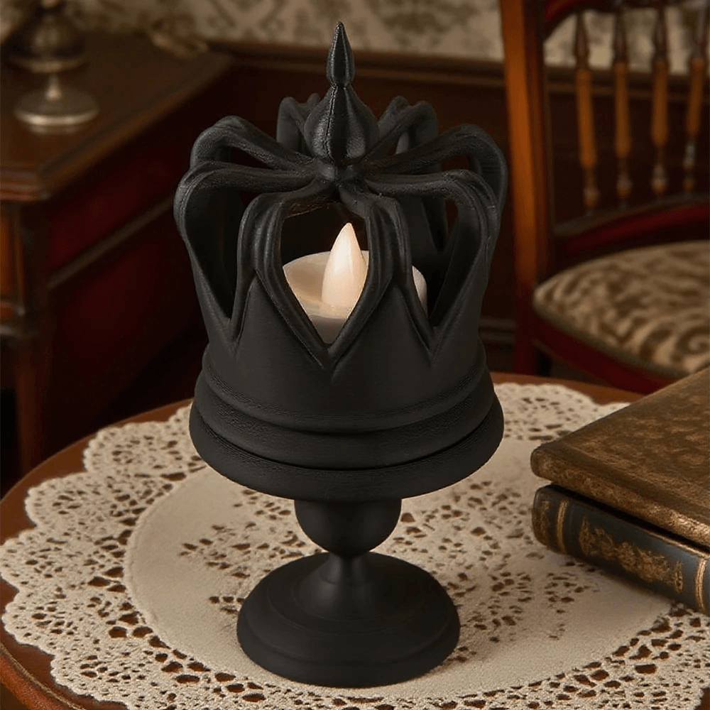Mystical Black Crown Candle Holder with Detachable Stand