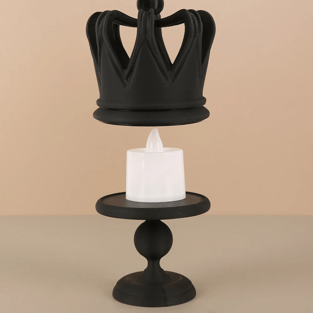 Mystical Black Crown Candle Holder with Detachable Stand