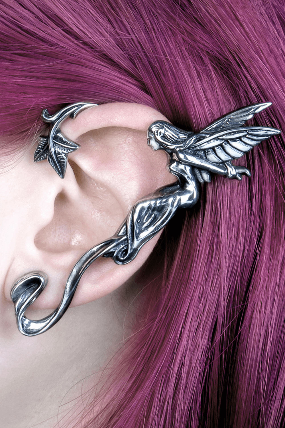 Mystical Fairy Whisperer Pewter Ear Wrap for Left Ear
