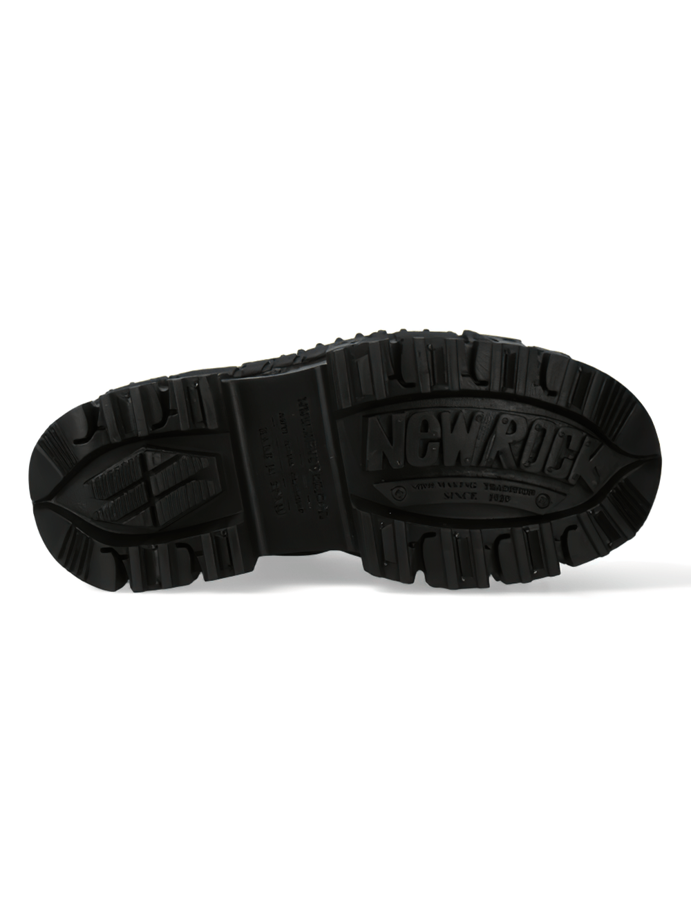 NEW ROCK Men's Black Ankle Boots with Chunky Sole and Metallic Detail