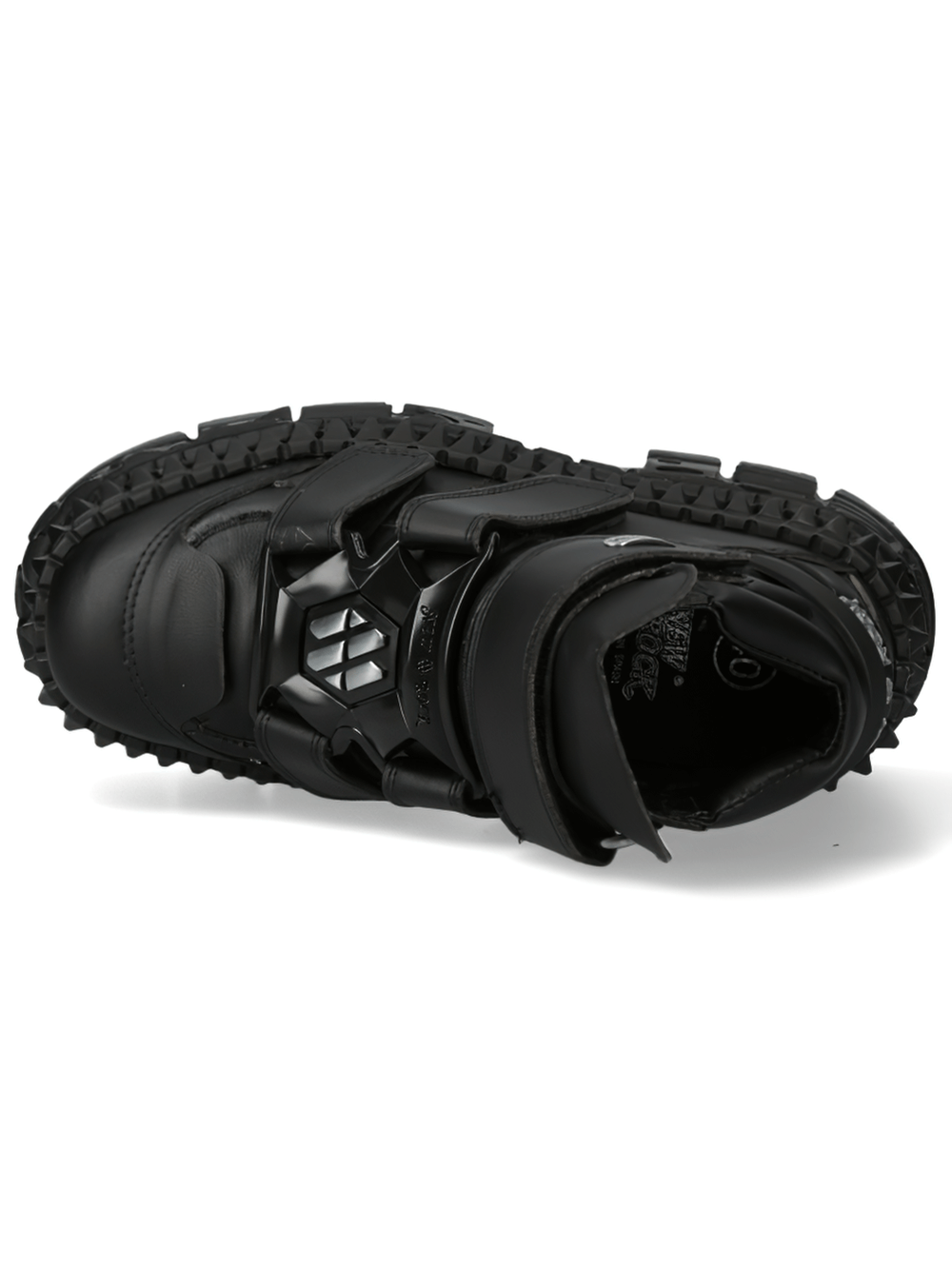 NEW ROCK Men's Black Ankle Boots with Chunky Sole and Metallic Detail