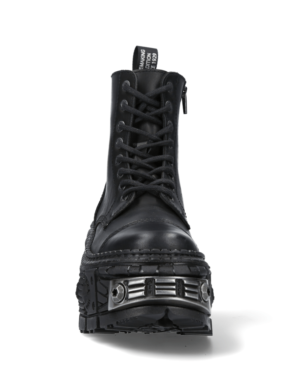 NEW ROCK Men's Black Ankle Boots with Metallic Gears Design
