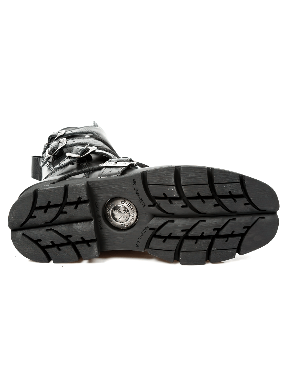 NEW ROCK Men's Black Buckle and Lace-up Mid-Calf Boots