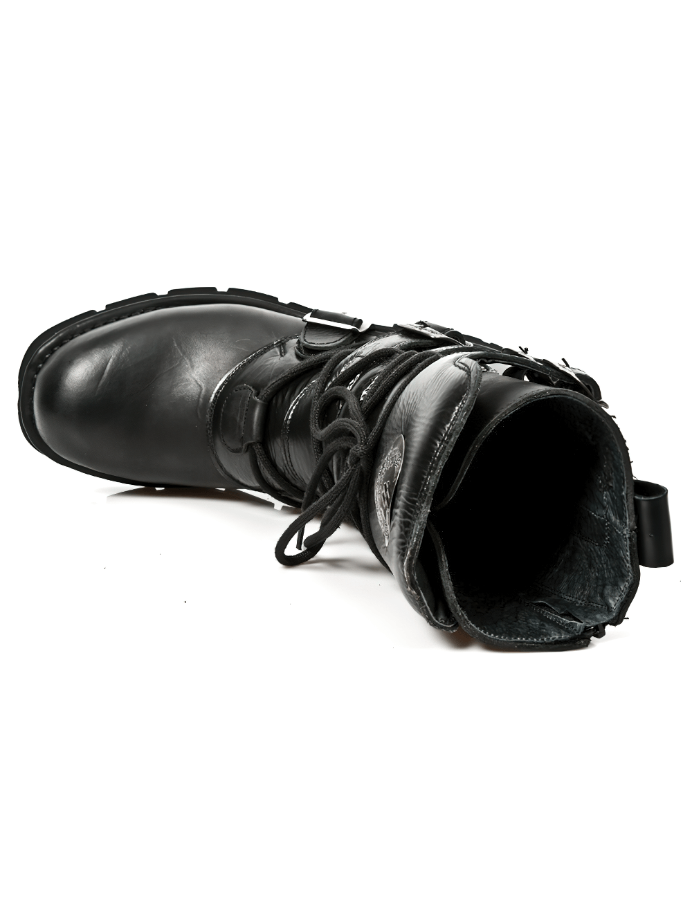 NEW ROCK Men's Black Buckle and Lace-up Mid-Calf Boots