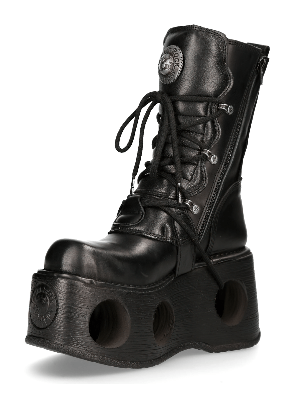 NEW ROCK Men's Black Cyberpunk Boots with Multiple Buckles