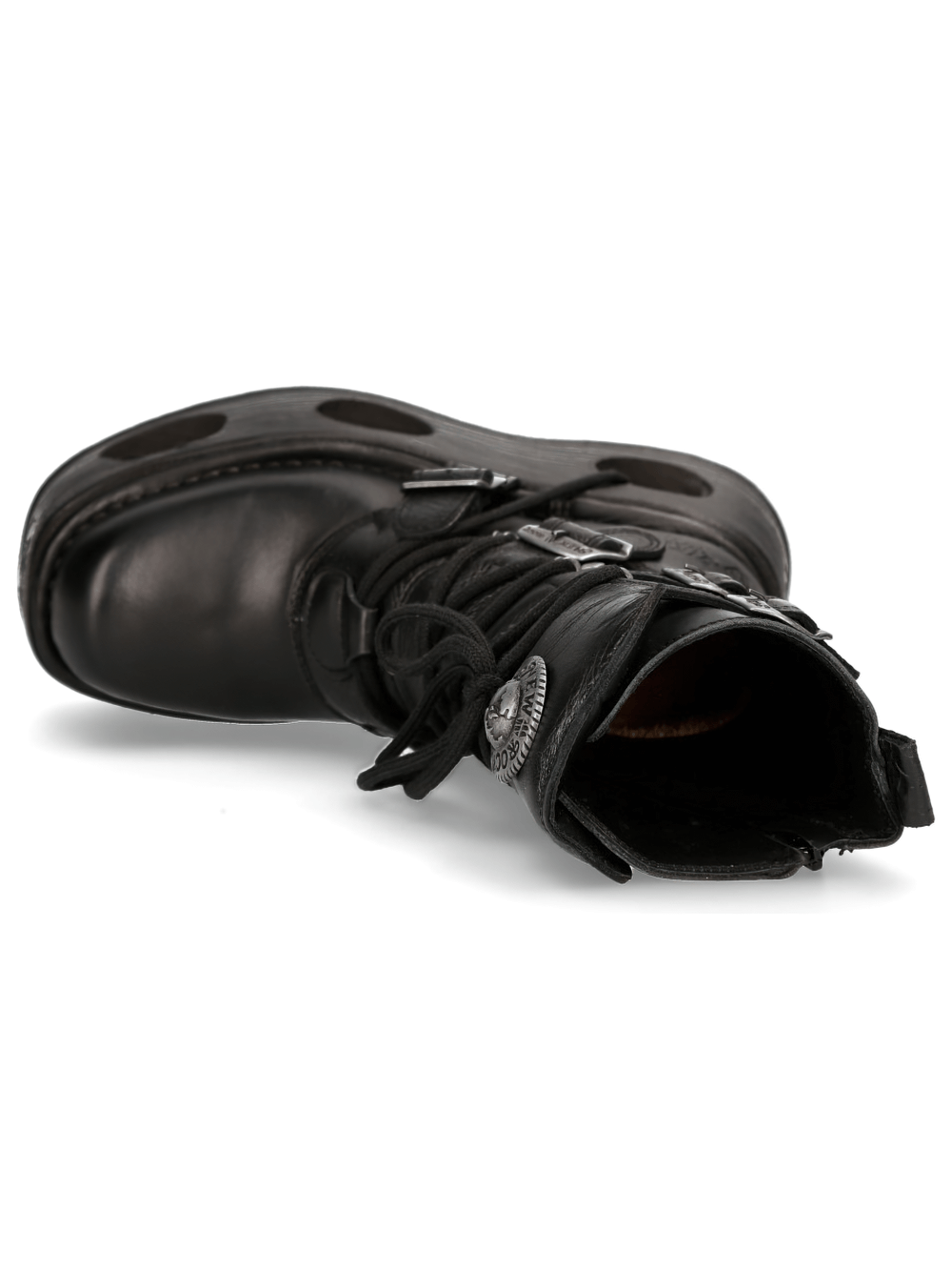 NEW ROCK Men's Black Cyberpunk Boots with Multiple Buckles