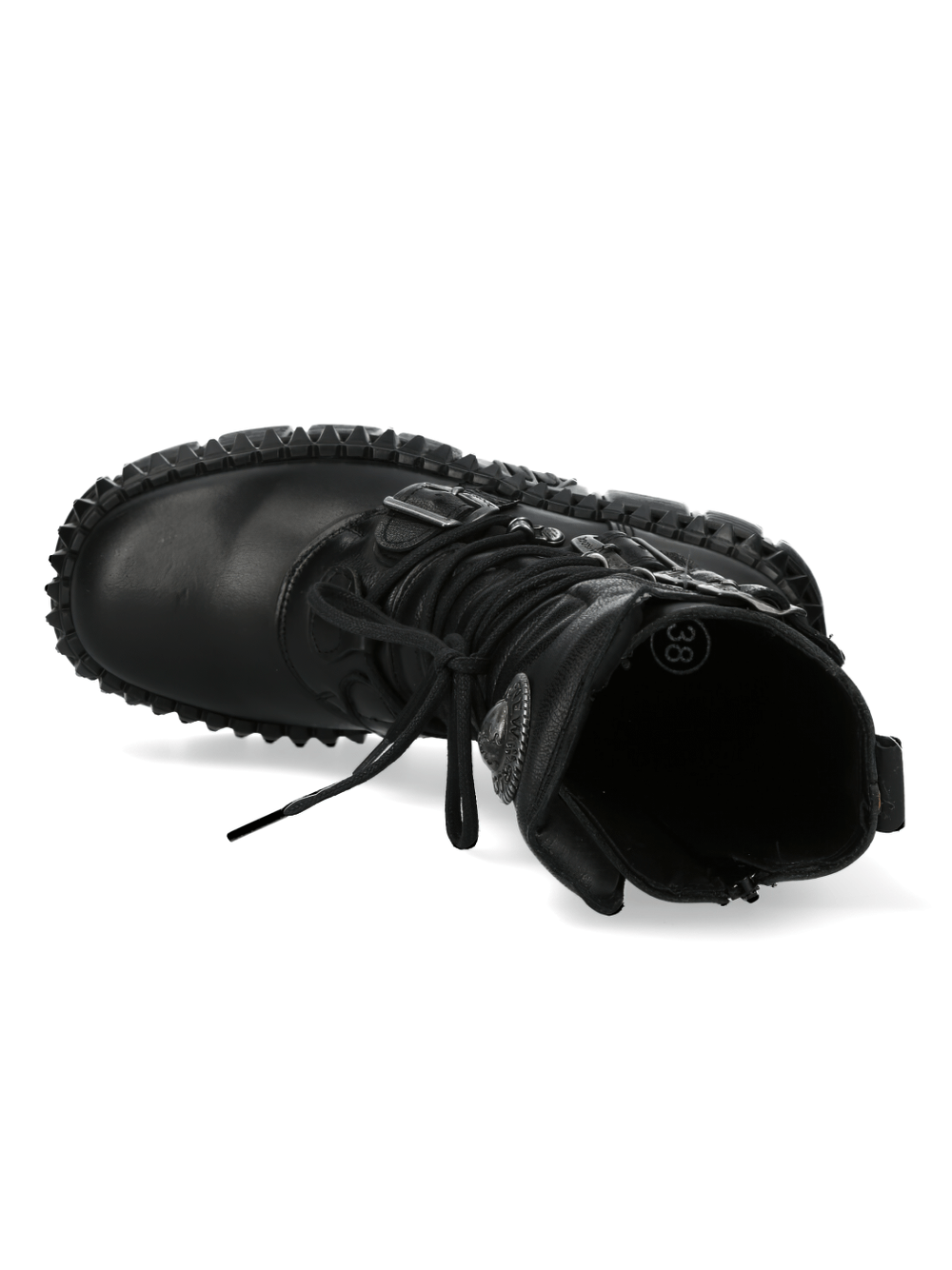 NEW ROCK Men's Black Gothic Ankle Boots with Buckles and Laces