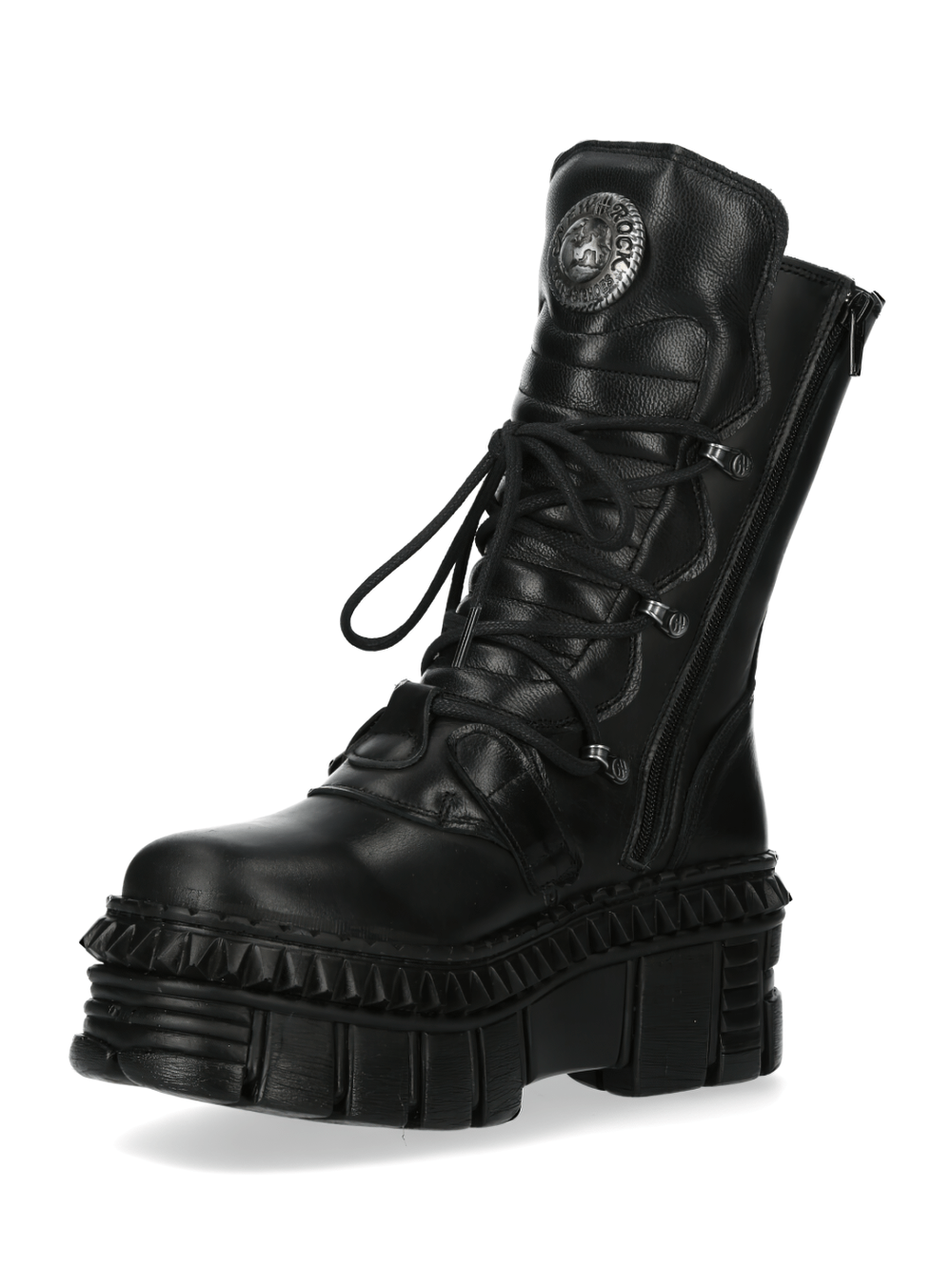 NEW ROCK Men's Black Gothic Ankle Boots with Buckles and Laces