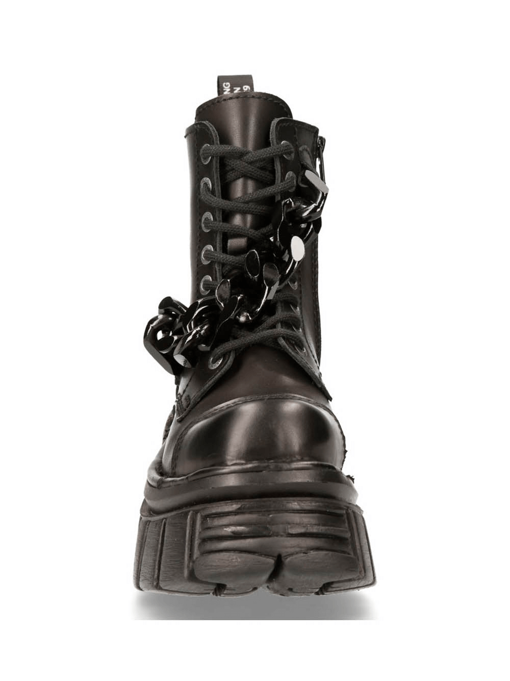 NEW ROCK Men's Black Gothic Military Punk Ankle Boots with Chains