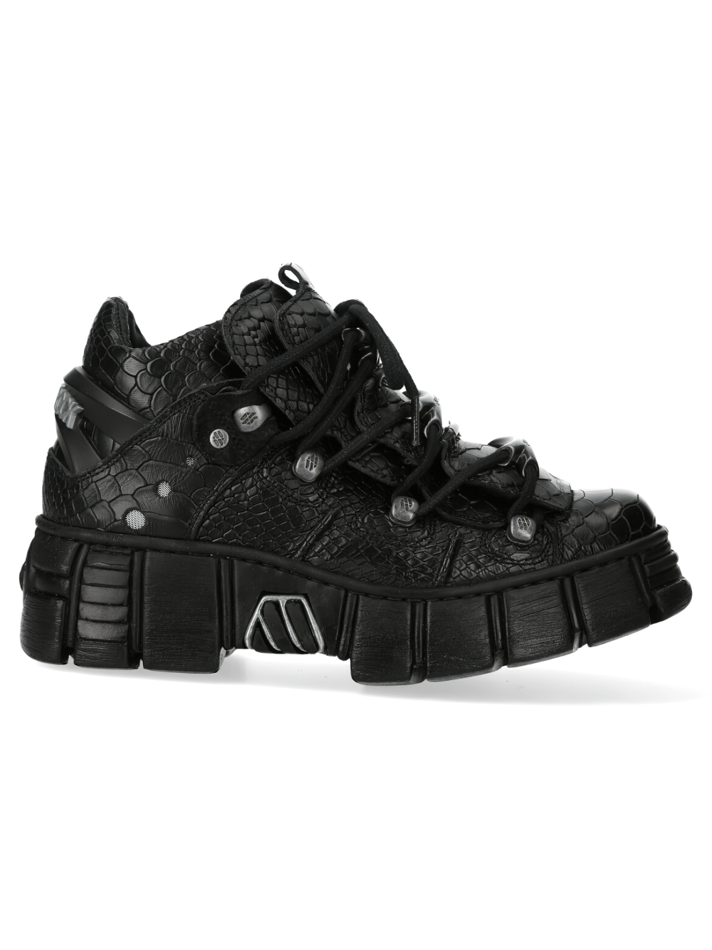 NEW ROCK Men's Black Gothic Platform Shoes with Metallic Accents