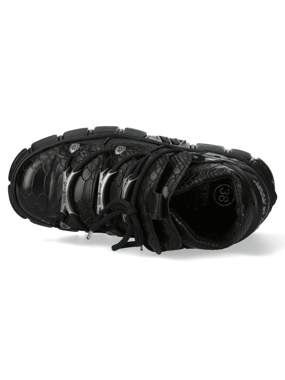NEW ROCK Men's Black Gothic Platform Shoes with Metallic Accents