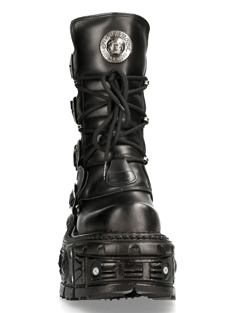 NEW ROCK Men's Black Gothic Punk Mid-Calf Boots with Buckles