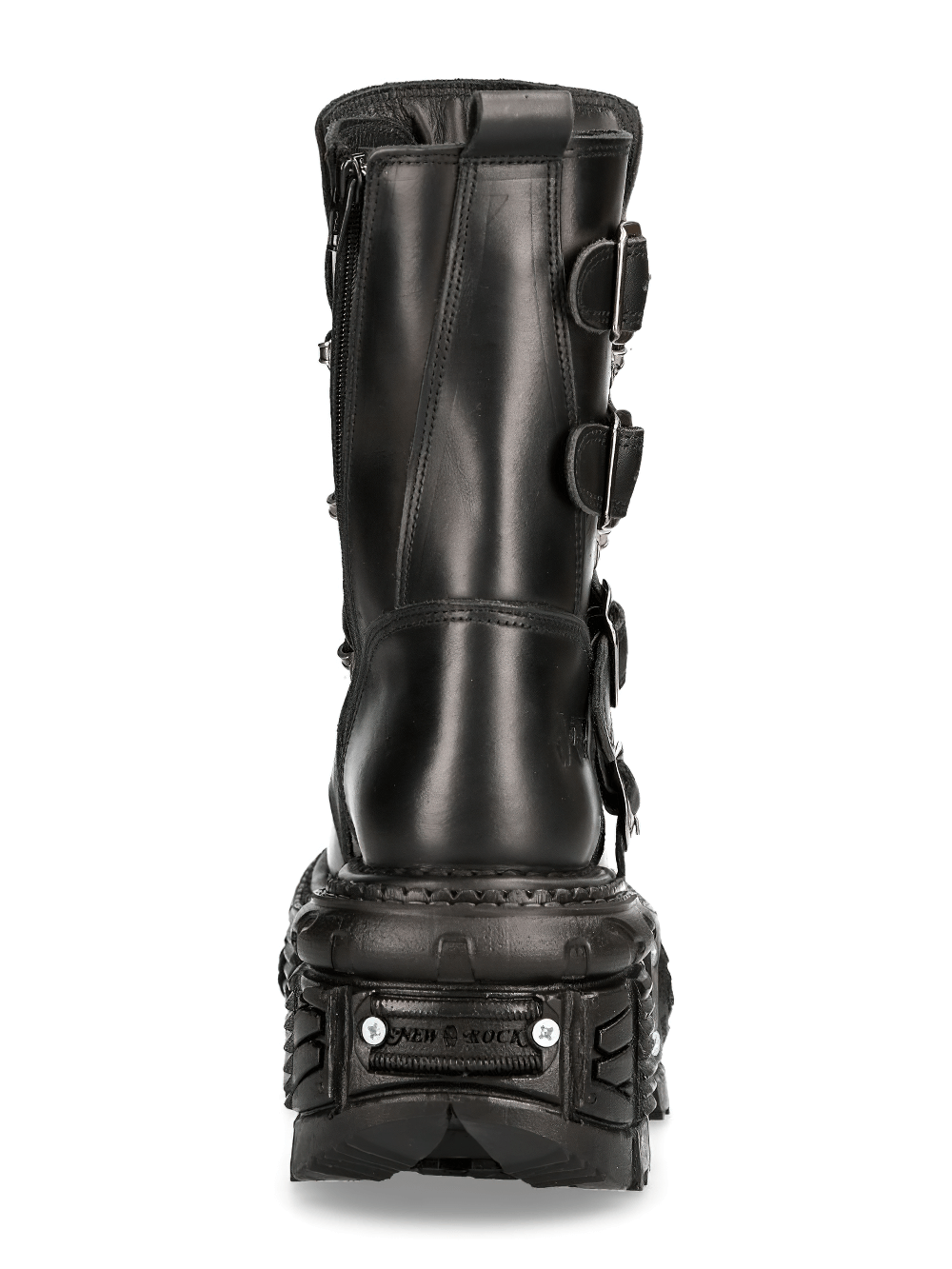 NEW ROCK Men's Black Gothic Punk Mid-Calf Boots with Buckles