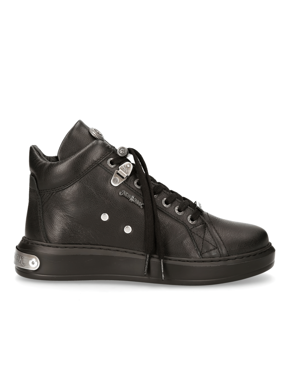 NEW ROCK Men's Black Lace-Up Boots with Metallic Details