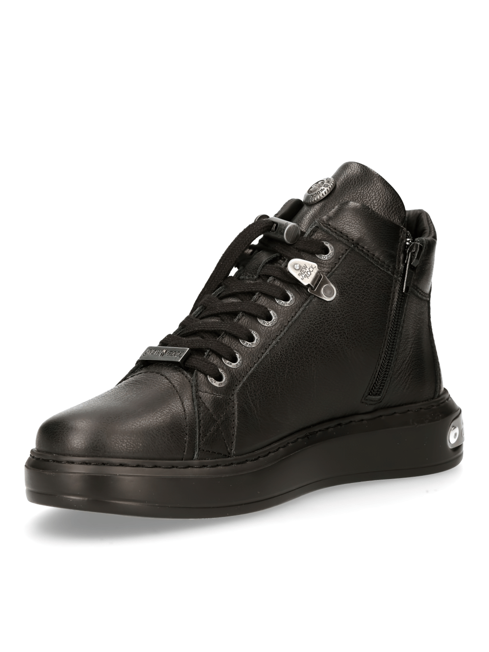 NEW ROCK Men's Black Lace-Up Boots with Metallic Details