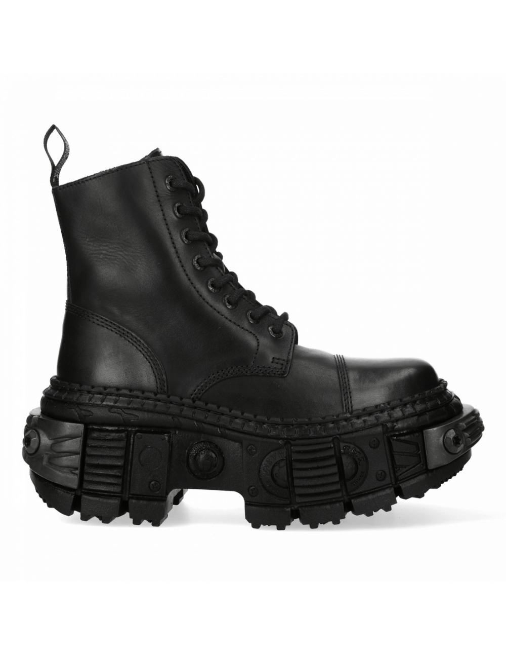 NEW ROCK Men's Black Lace-Up Leather Ankle Boots