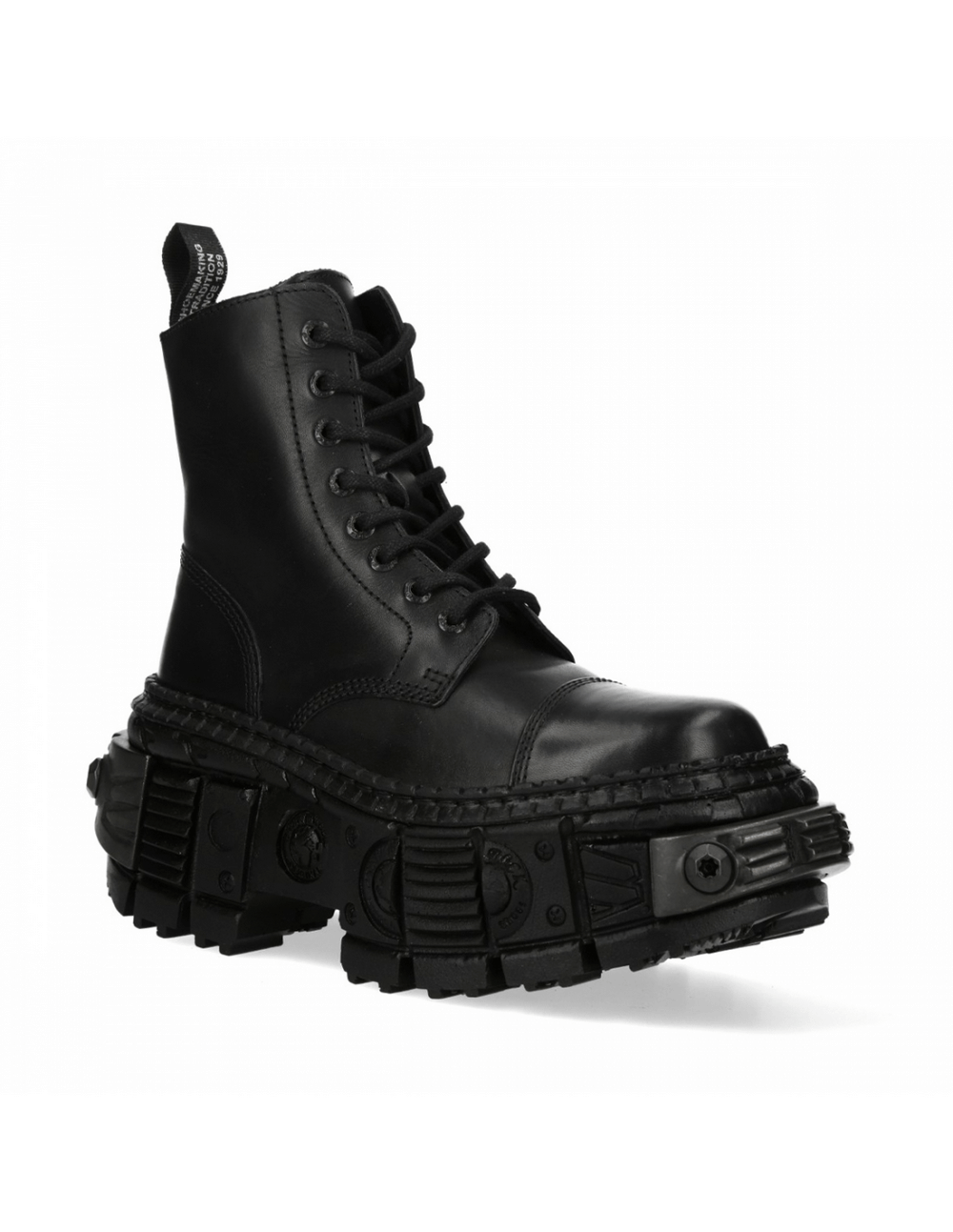 NEW ROCK Men's Black Lace-Up Leather Ankle Boots