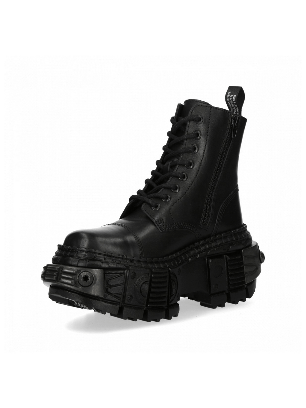 NEW ROCK Men's Black Lace-Up Leather Ankle Boots