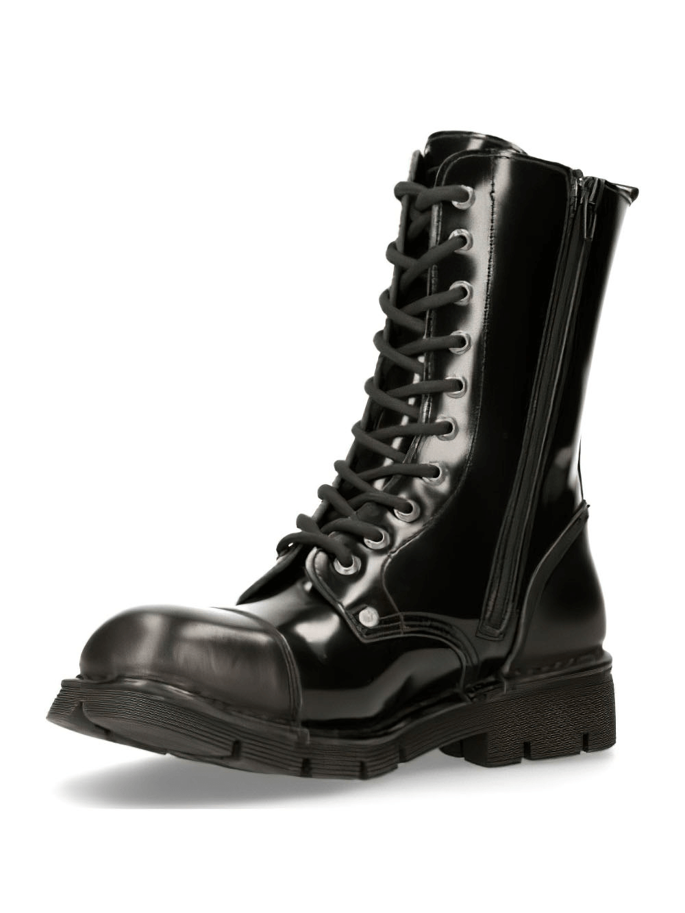 US SALE of NEW ROCK Men's Black Lace-Up Military Style Ankle Boots