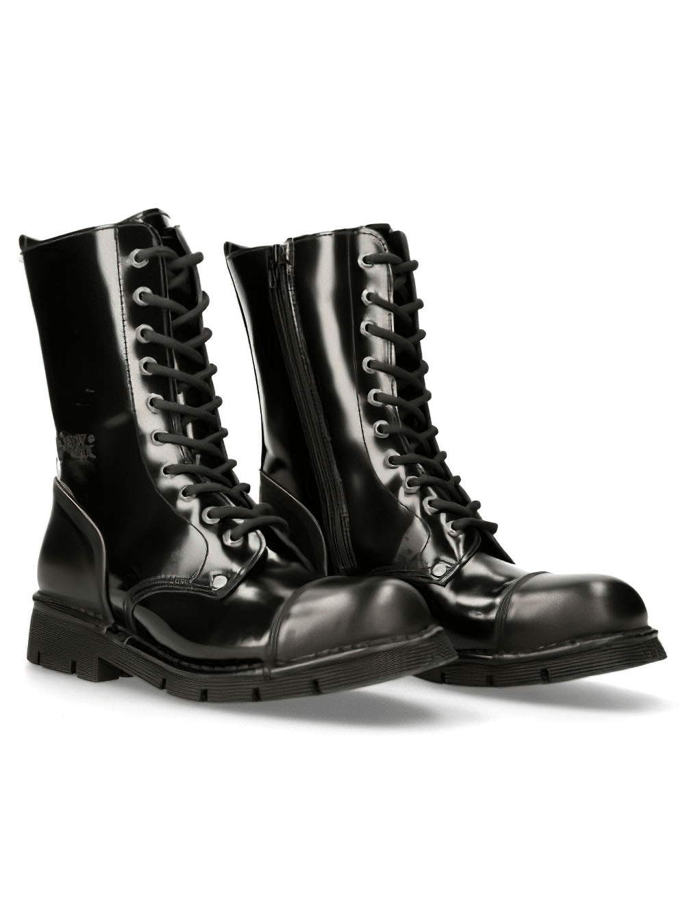 US SALE of NEW ROCK Men's Black Lace-Up Military Style Ankle Boots