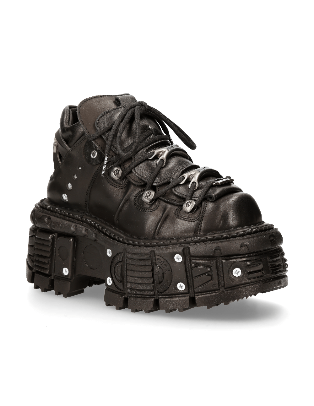 NEW ROCK Men's Black Leather Ankle Boots for Rock Enthusiasts