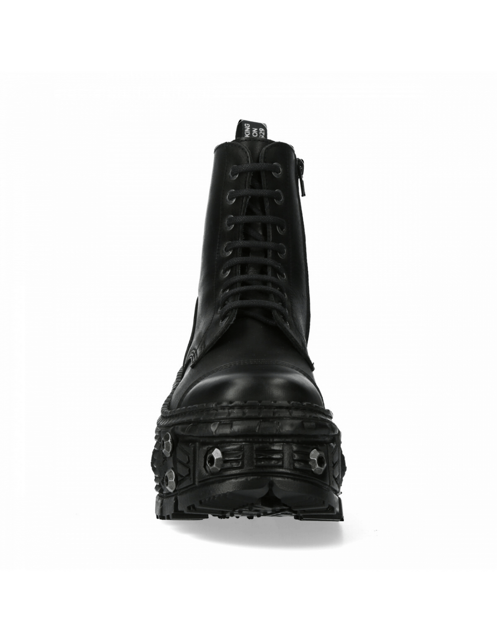 NEW ROCK Men's Black Leather Ankle Platform Boots with Zipper