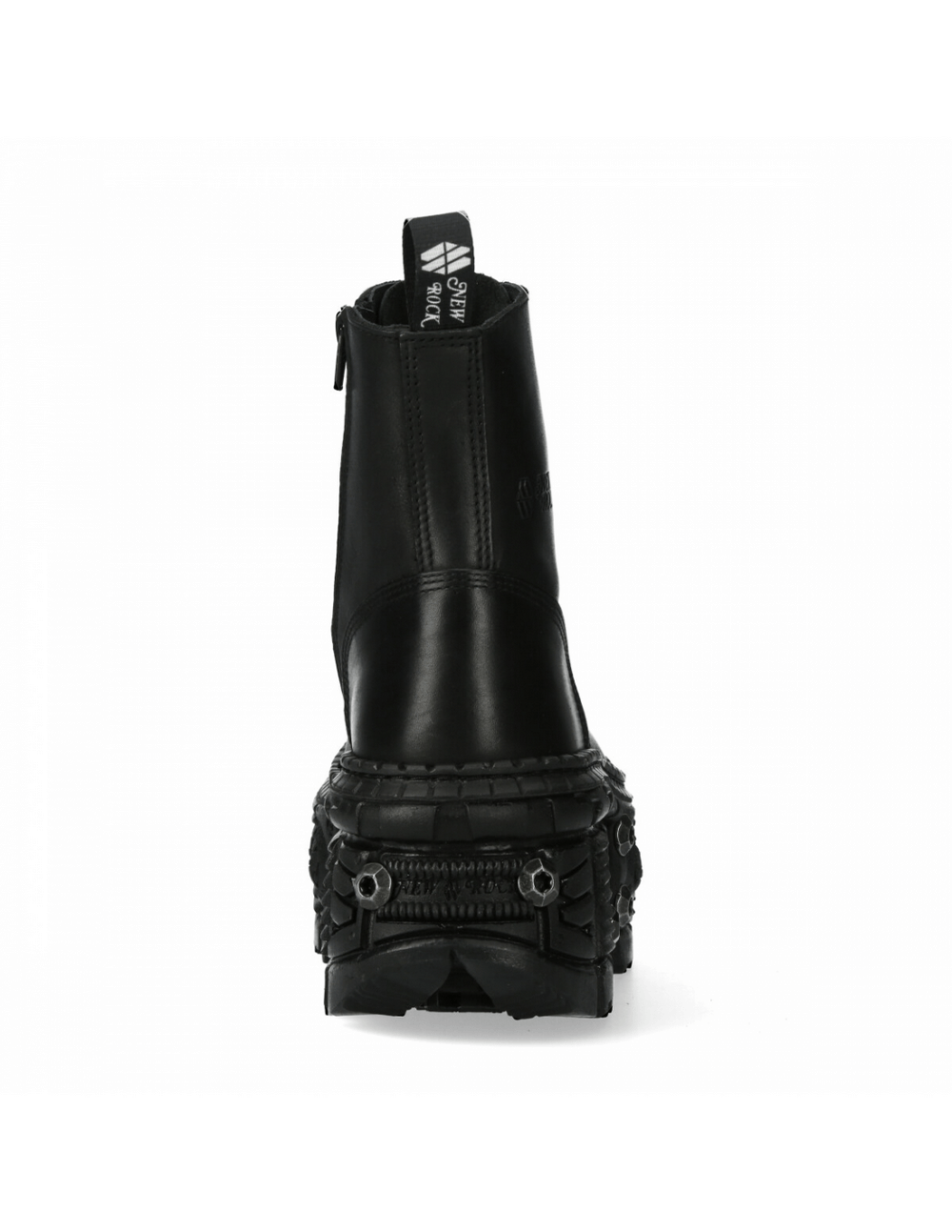 NEW ROCK Men's Black Leather Ankle Platform Boots with Zipper