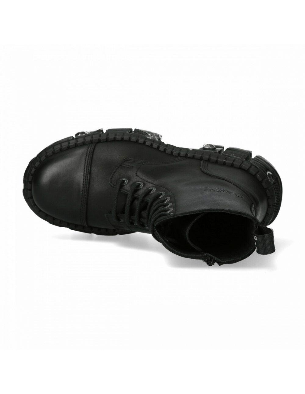 NEW ROCK Men's Black Leather Ankle Platform Boots with Zipper