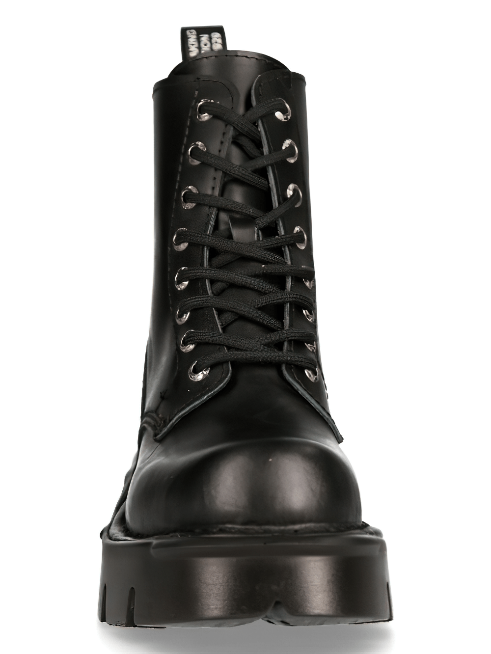 NEW ROCK Men's Black Leather Military-Inspired Platforms Boots