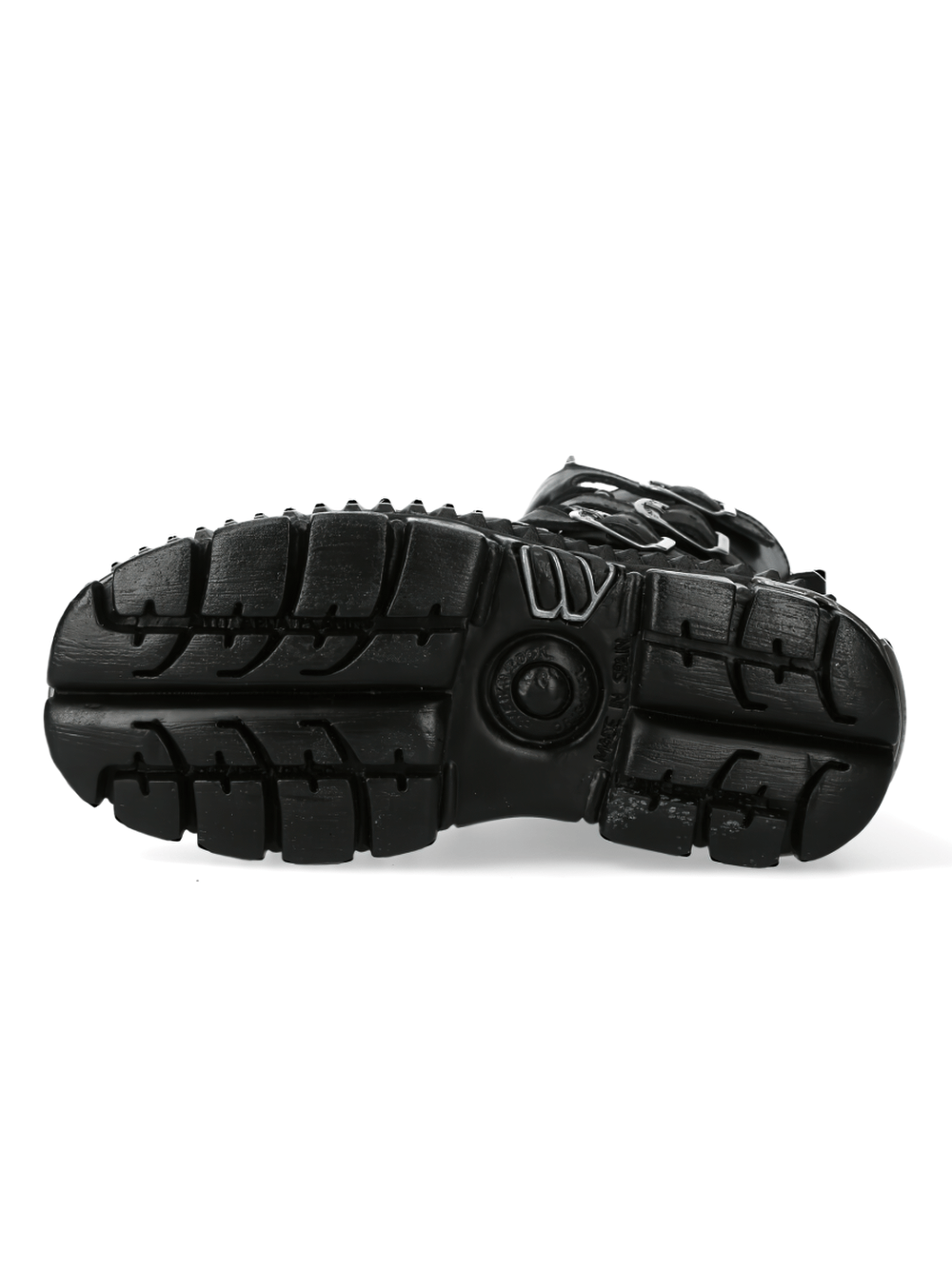 NEW ROCK Men's Black Leather Punk-Rock Boots with Metallic Details