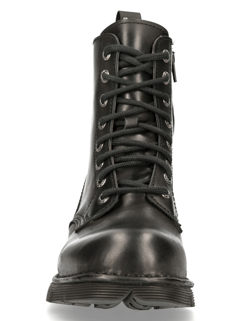 NEW ROCK Men's Black Military Style Lace-up Ankle Boots