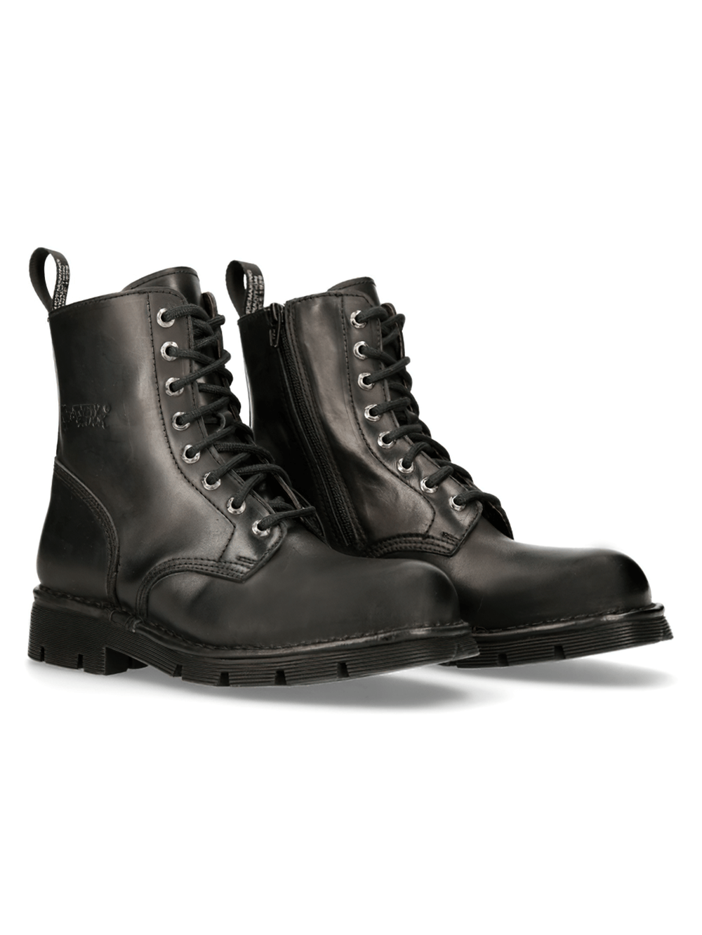 NEW ROCK Men's Black Military Style Lace-up Ankle Boots