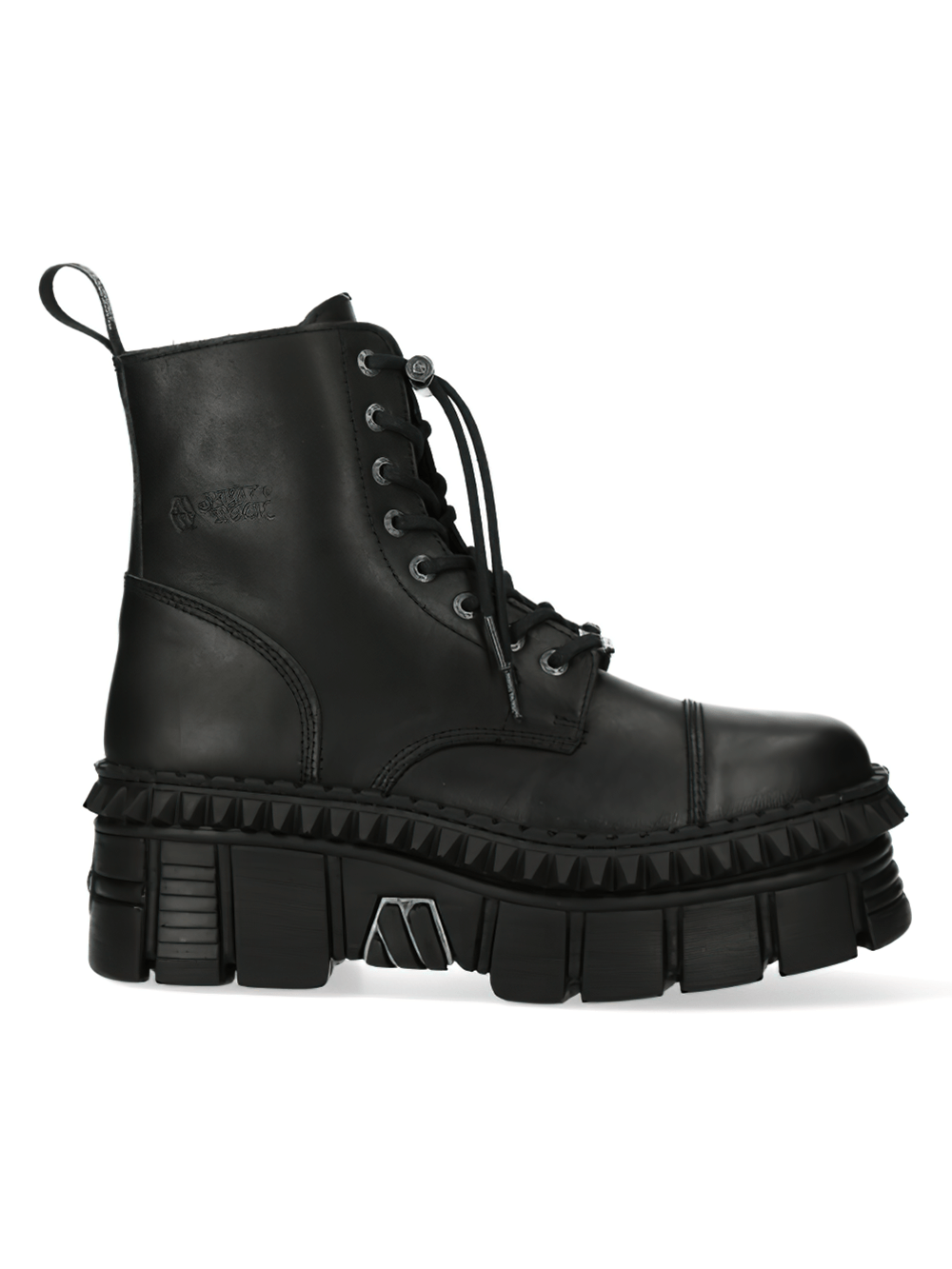 NEW ROCK Men's Black Military Ankle Boots with Platforms