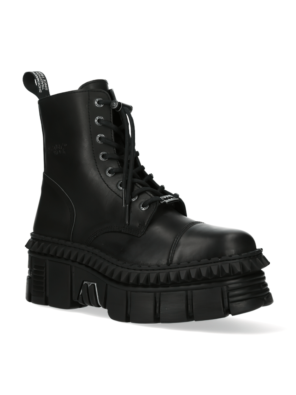 NEW ROCK Men's Black Military Ankle Boots with Platforms