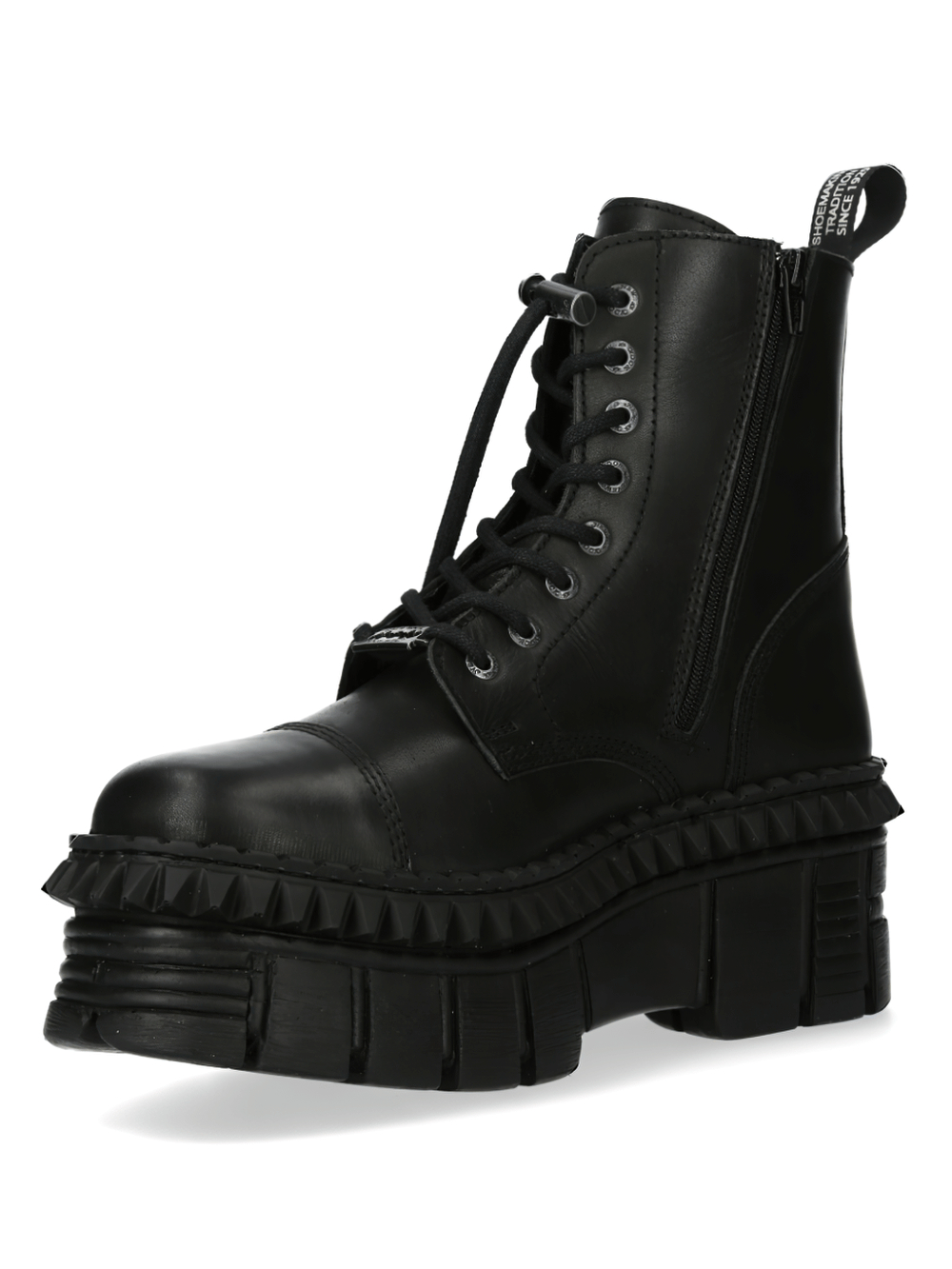 NEW ROCK Men's Black Military Ankle Boots with Platforms