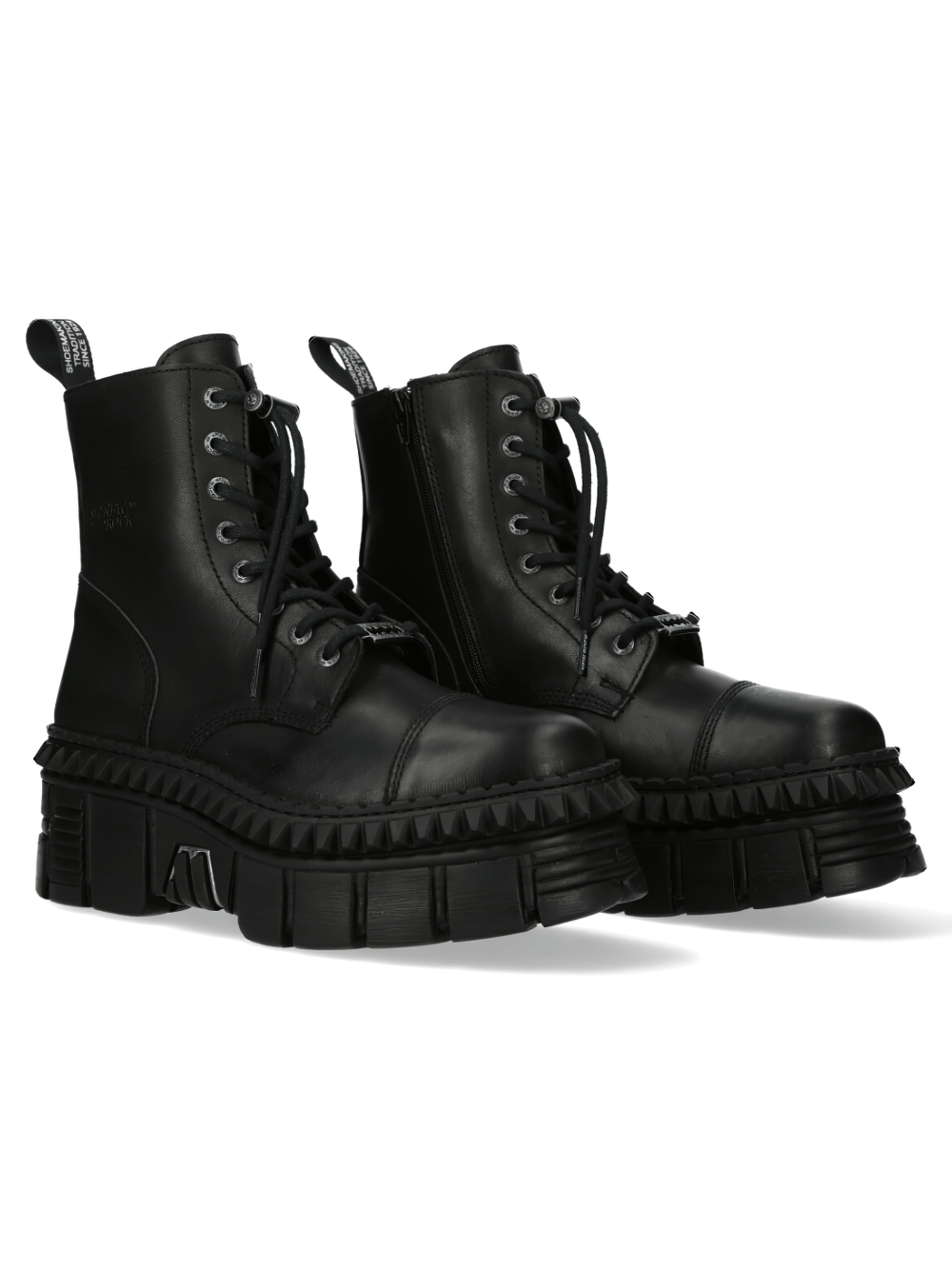 NEW ROCK Men's Black Military Ankle Boots with Platforms