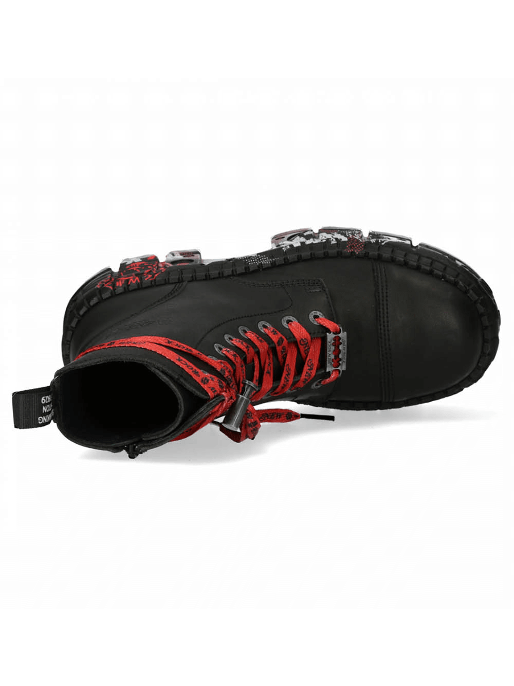 NEW ROCK Men's Black Platform Gothic Ankle Boots with Red Laces