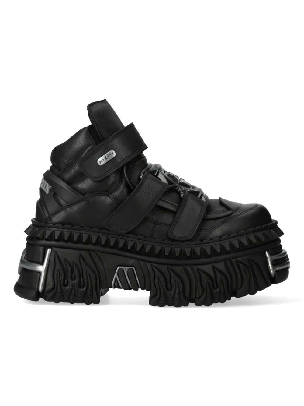 NEW ROCK Men's Black Punk Rugged Platform Boots with Velcro