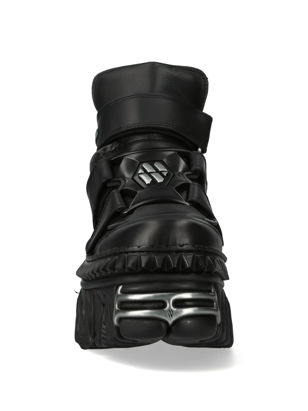 NEW ROCK Men's Black Punk Rugged Platform Boots with Velcro