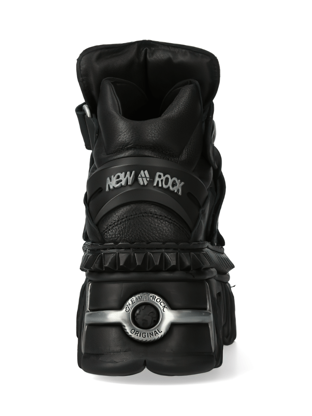 NEW ROCK Men's Black Punk Rugged Platform Boots with Velcro