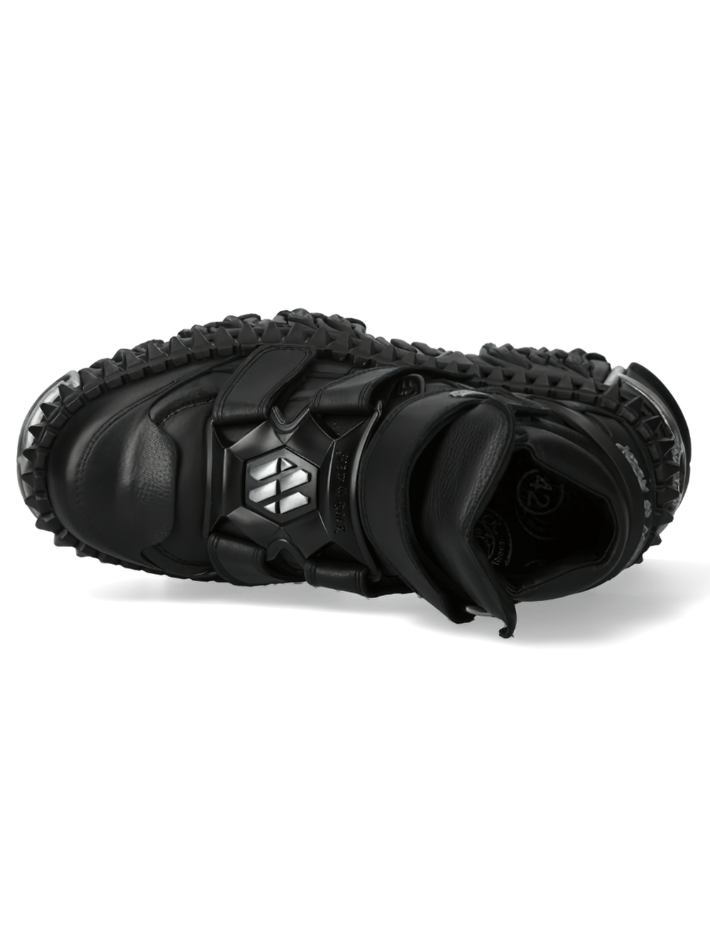 NEW ROCK Men's Black Punk Rugged Platform Boots with Velcro