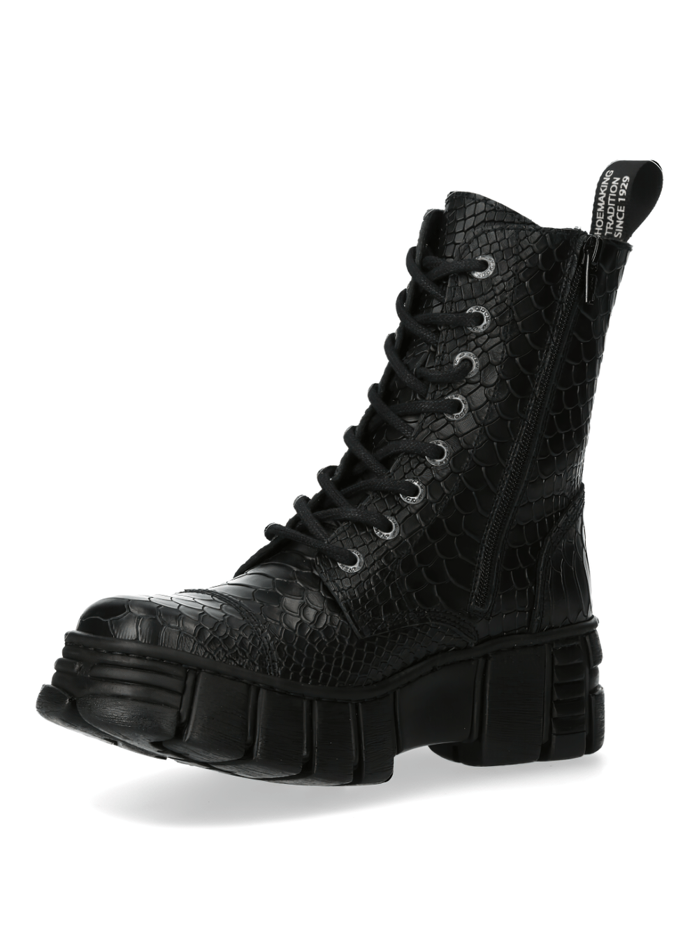 NEW ROCK Men's Black Snake Print Gothic Boots with Thick Sole